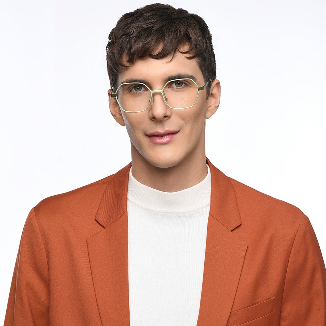 John Jacobs Online Green Full Rim Geometric left side