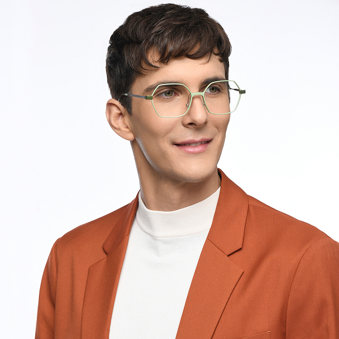 John Jacobs Online Green Full Rim Geometric right side