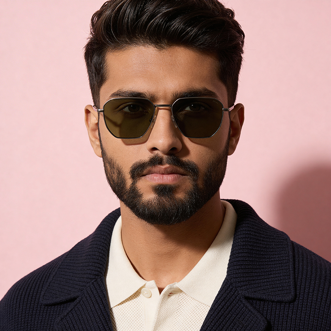 Green Solid Gunmetal Full Rim Geometric John Jacobs JJ Tints JJ