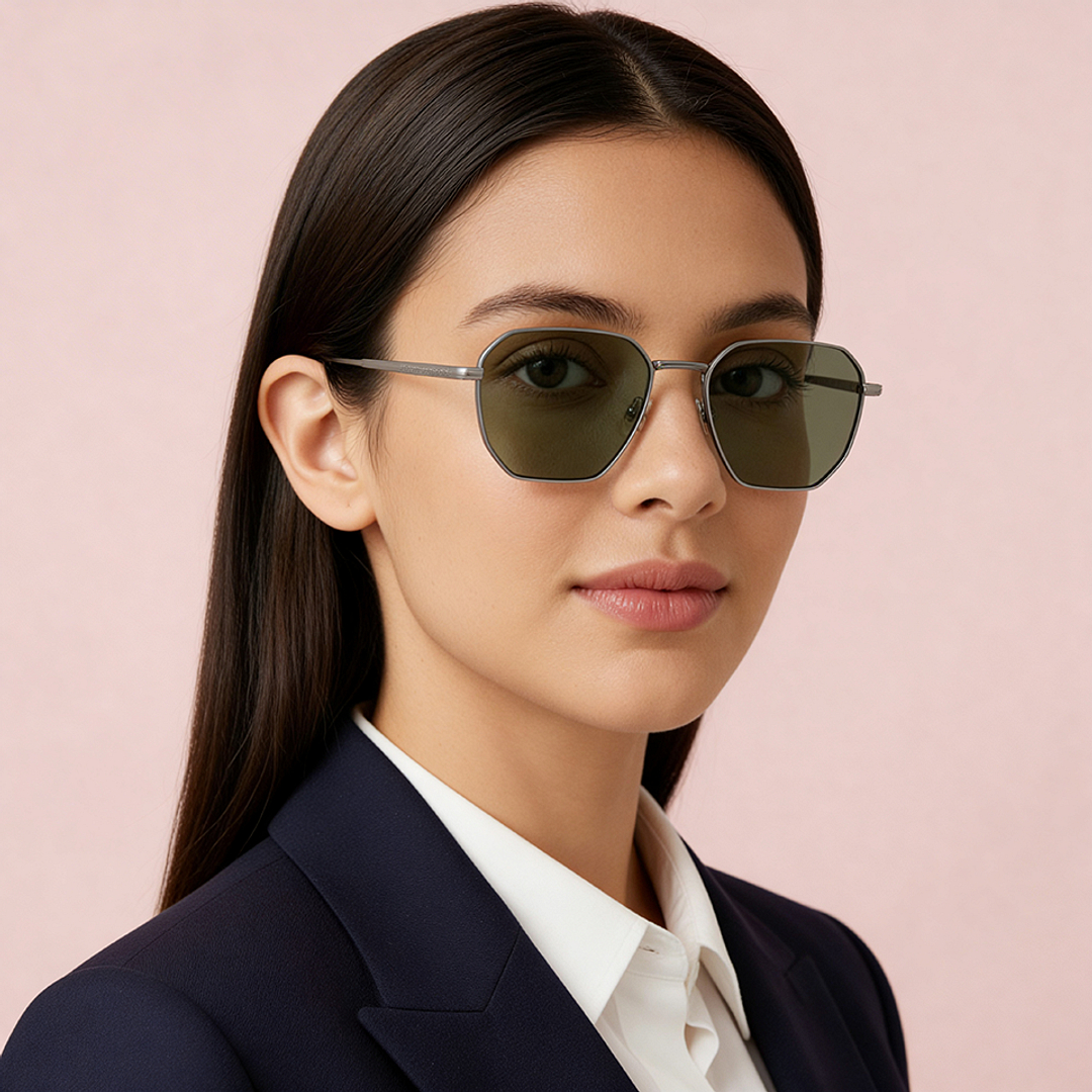 Green Solid Gunmetal Full Rim Geometric John Jacobs JJ Tints JJ