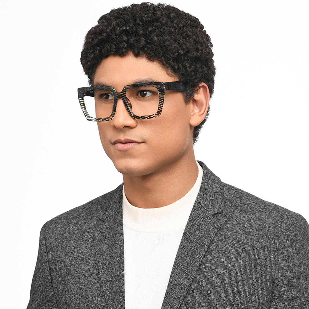 John Jacobs Online Military Green Full Rim Square right side