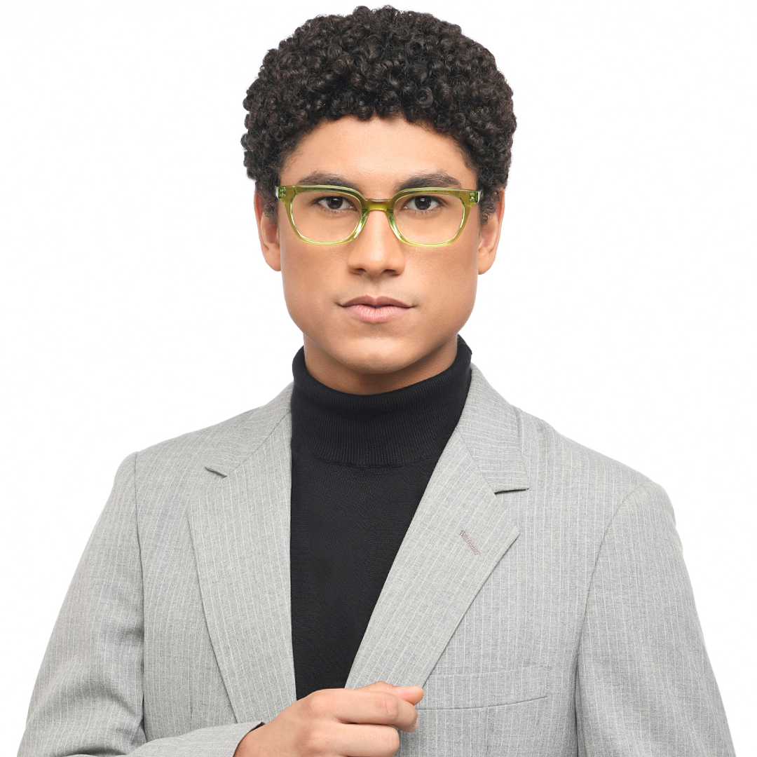 John Jacobs Online Green Transparent Full Rim Rectangle right side