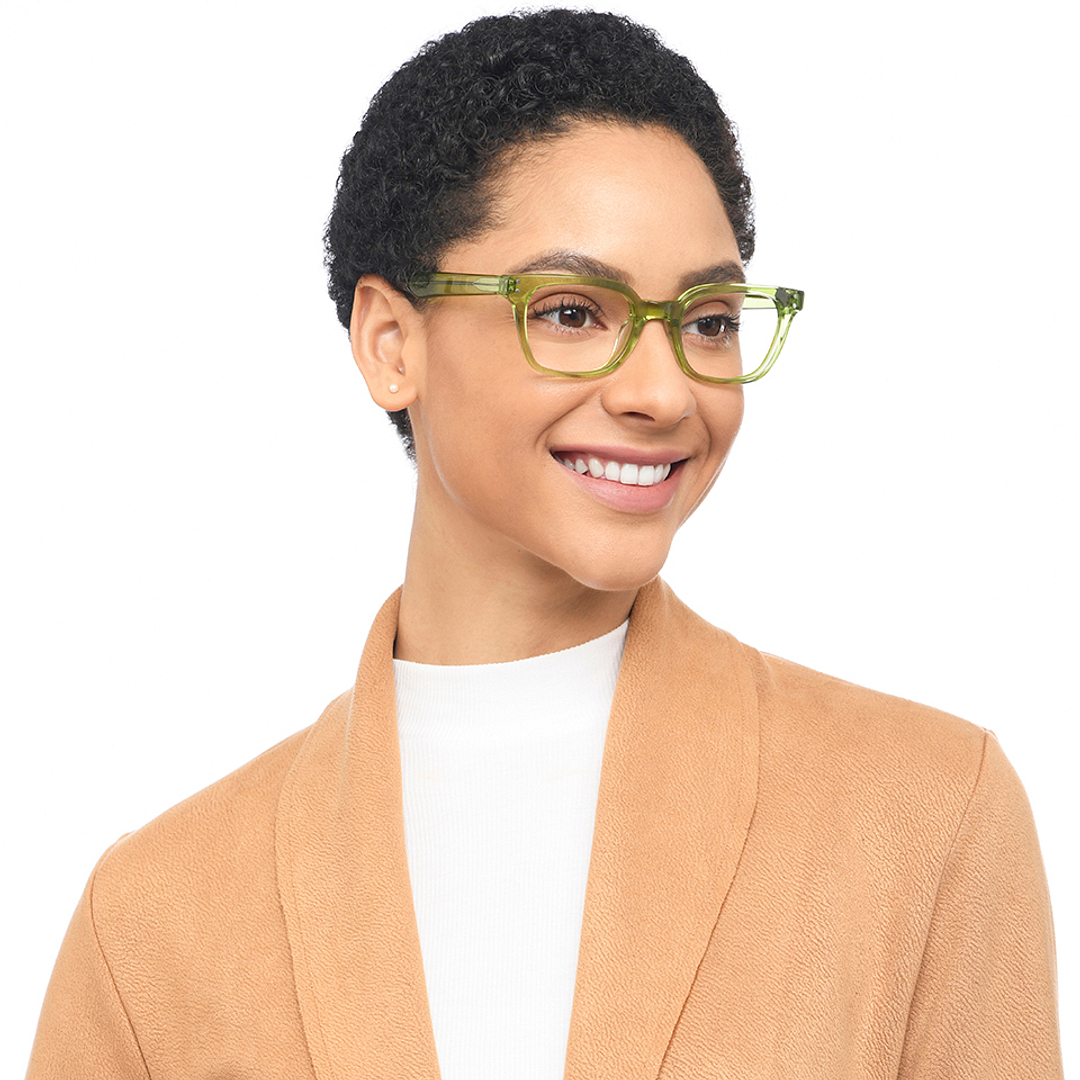 John Jacobs Online Green Transparent Full Rim Rectangle left side