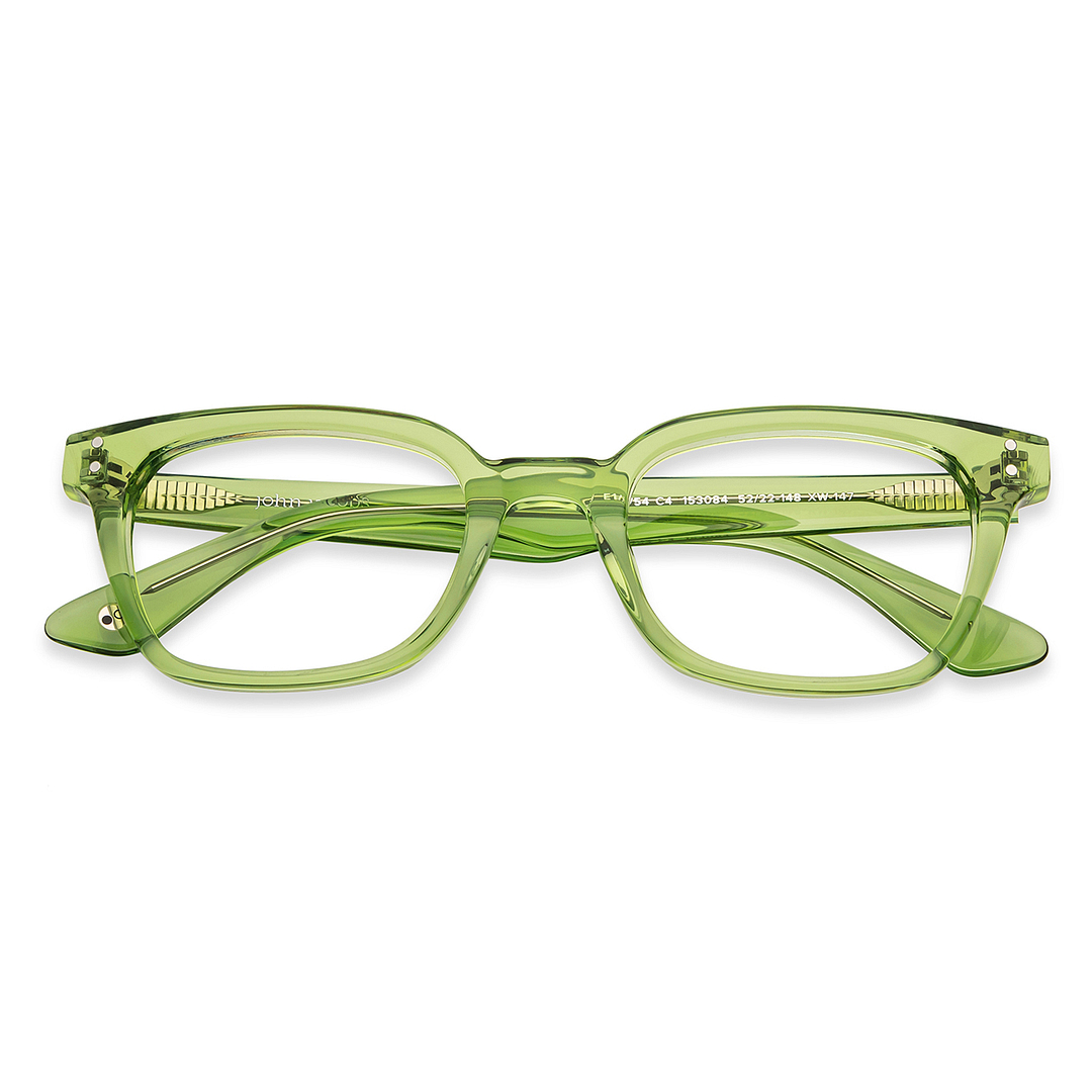 John Jacobs Online Green Transparent Full Rim Rectangle left side