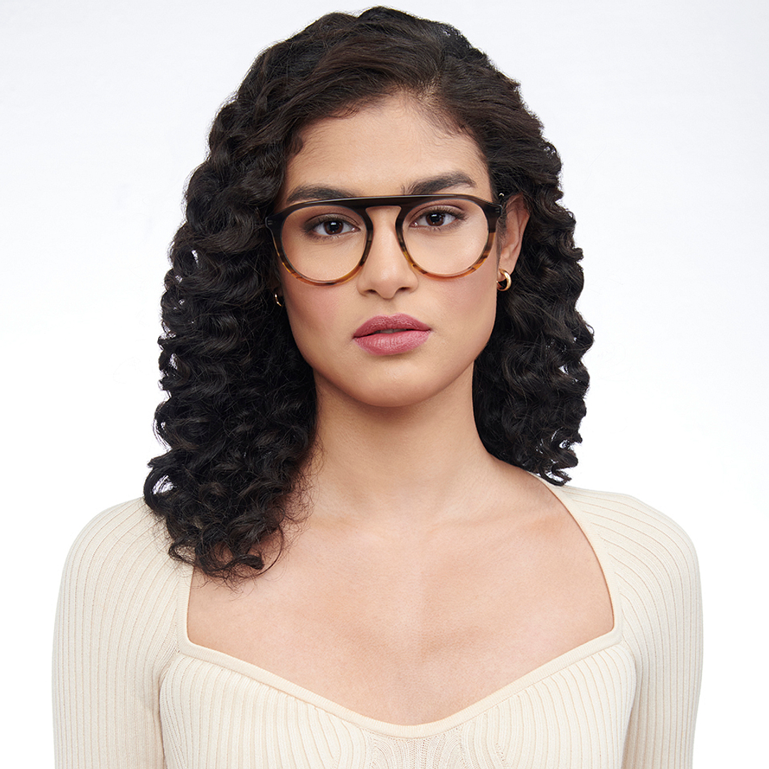 John Jacobs Online Brown Transparent Full Rim Aviator left side