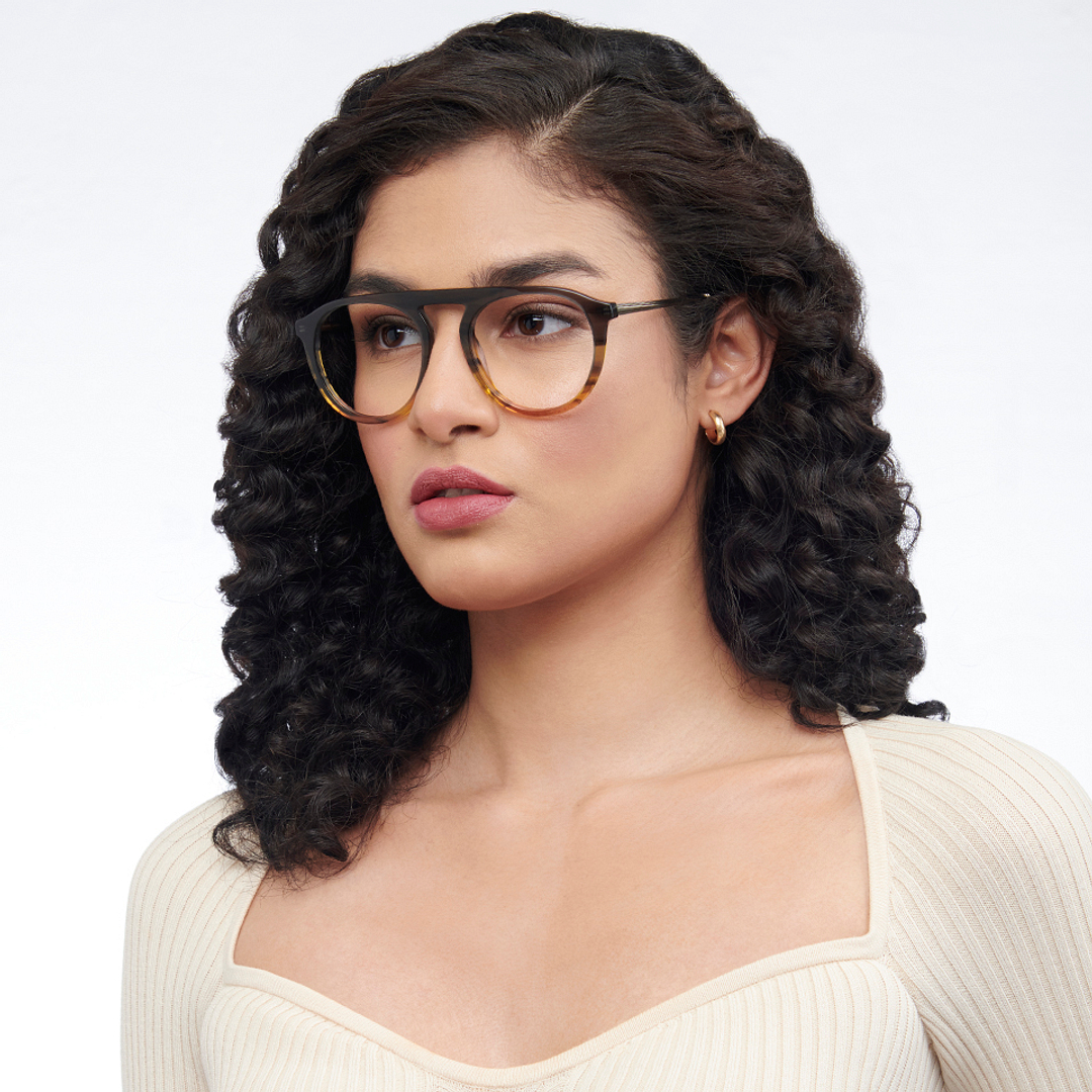 John Jacobs Online Brown Transparent Full Rim Aviator right side