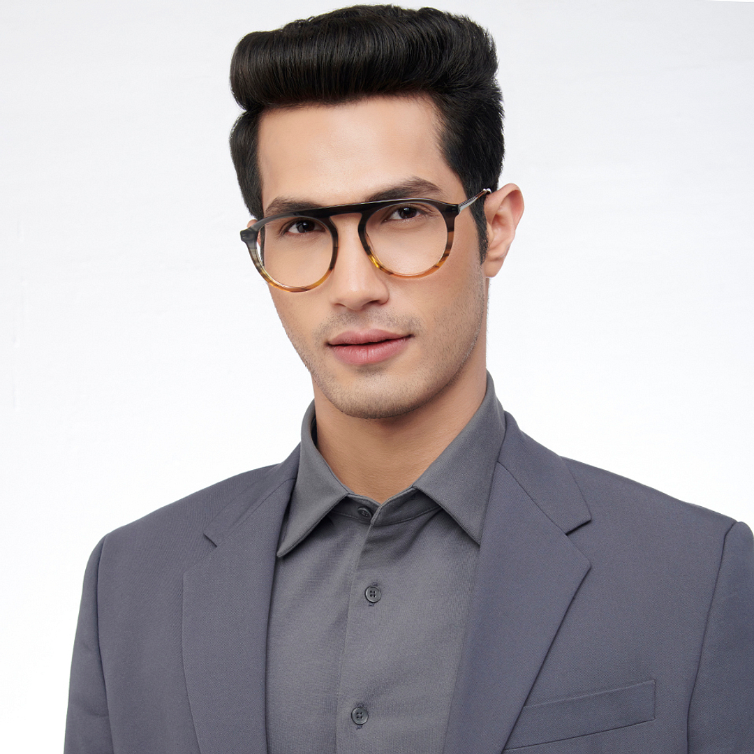 John Jacobs Online Brown Transparent Full Rim Aviator right side