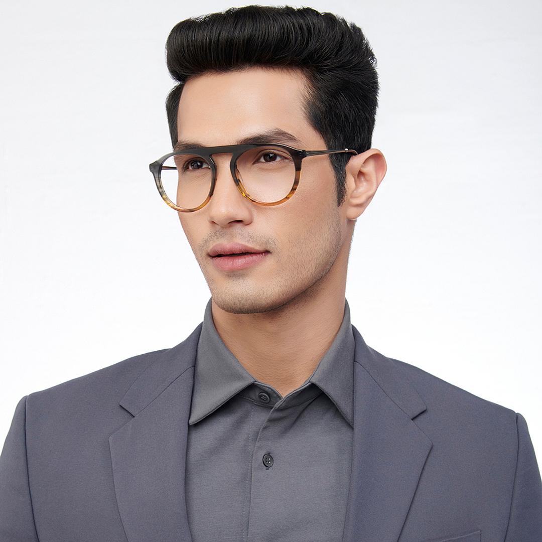 John Jacobs Online Brown Transparent Full Rim Aviator left side