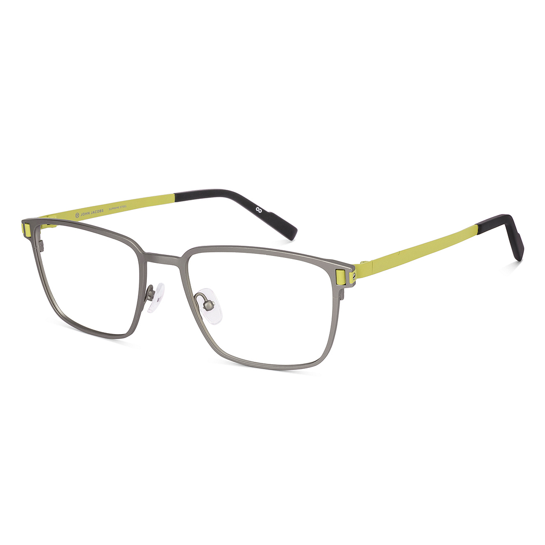 Grey Full Rim Square John Jacobs Supreme Steel JJ E70038 Eyeglasses