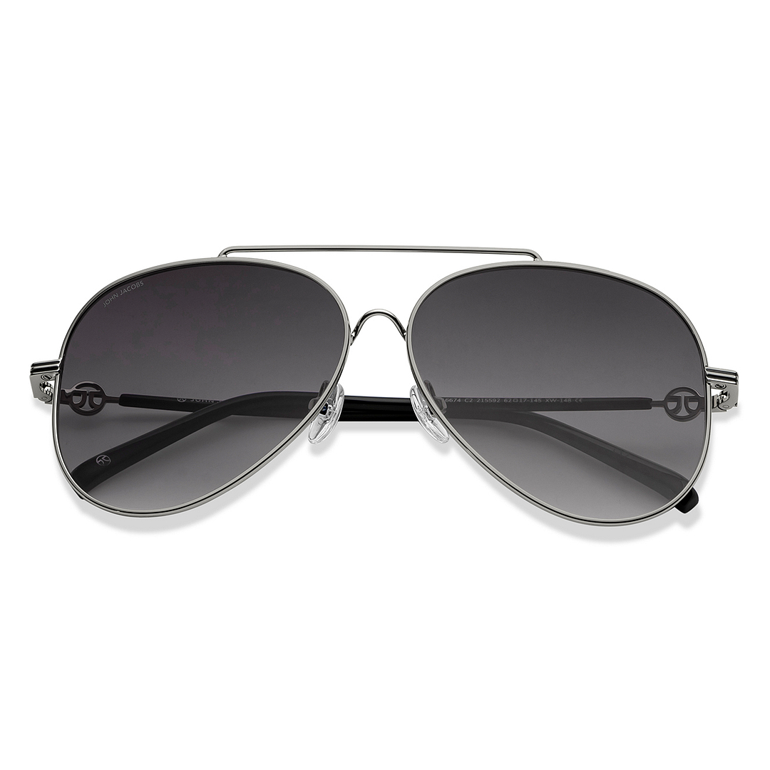 John Jacobs Silver Full Rim Aviator left side