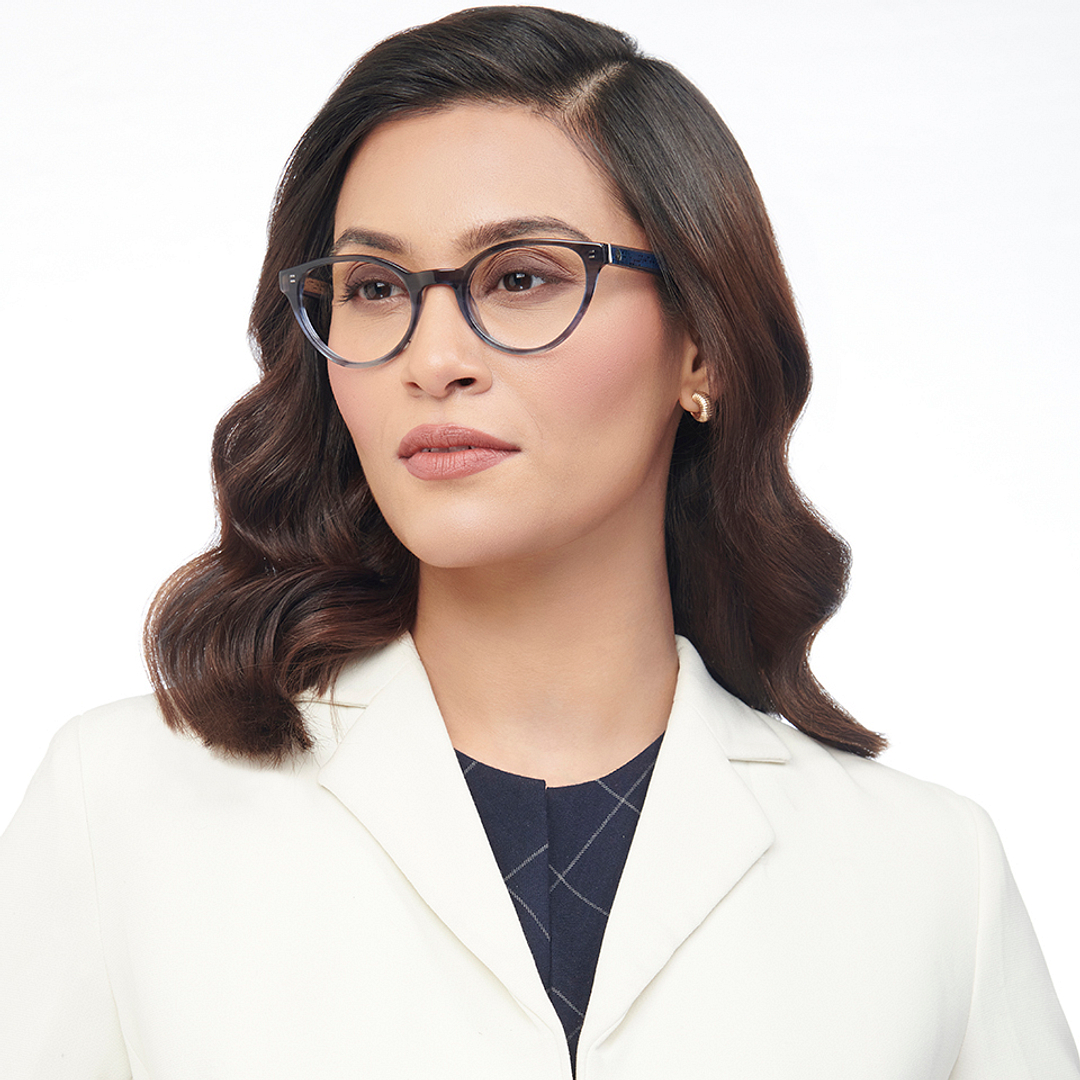 John Jacobs Online Dark Gray Full Rim Cat Eye left side