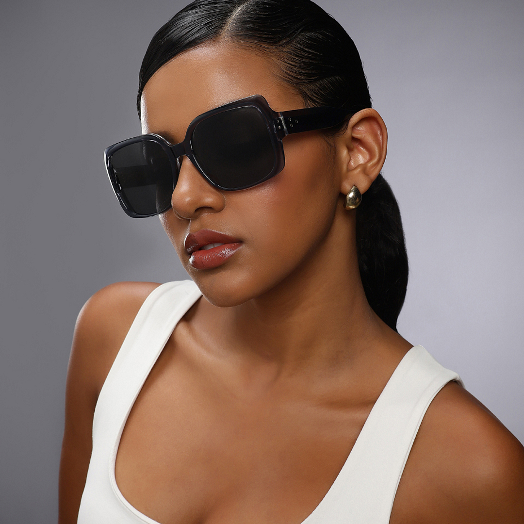 John Jacobs Online Grey Transparent Full Rim Square left side