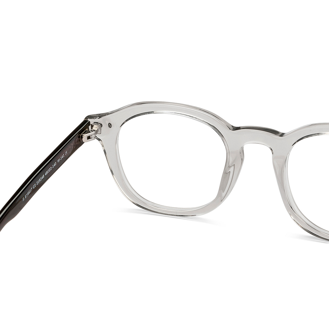 John Jacobs Online Gray Transparent Full Rim Round right side