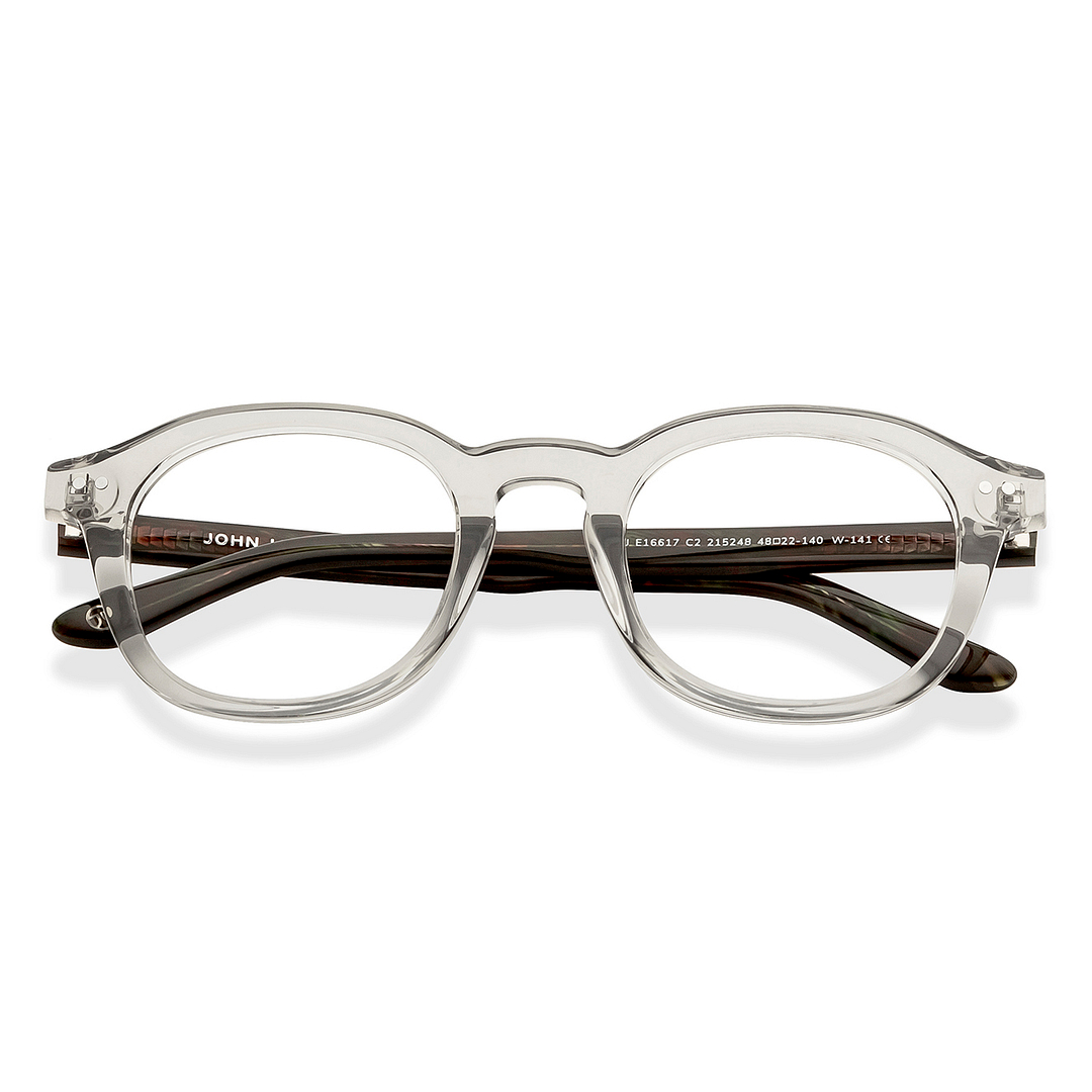 John Jacobs Online Gray Transparent Full Rim Round left side