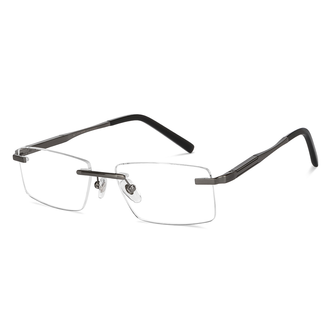 John Jacobs Online Gunmetal Rimless Rectangle right side
