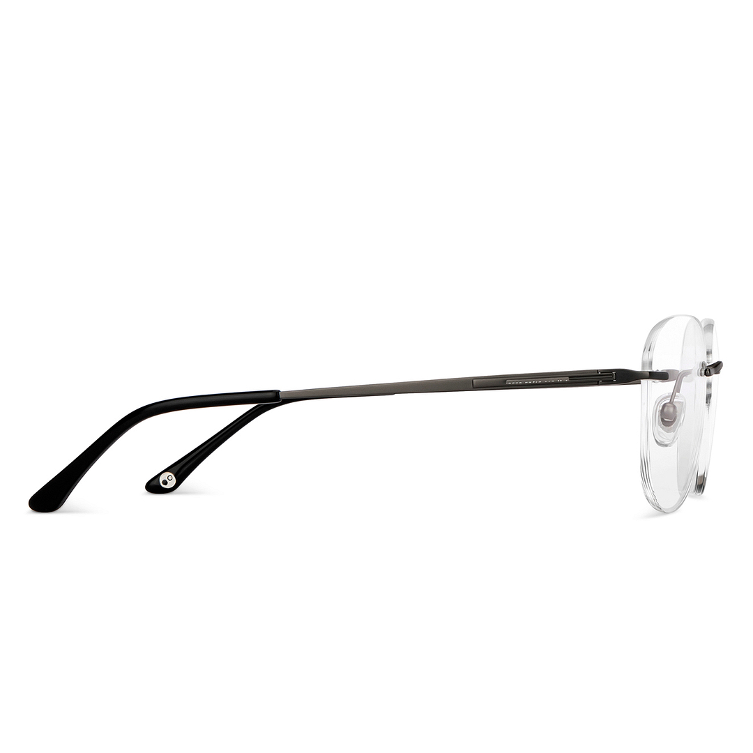 John Jacobs Online Gunmetal Rimless Aviator left side