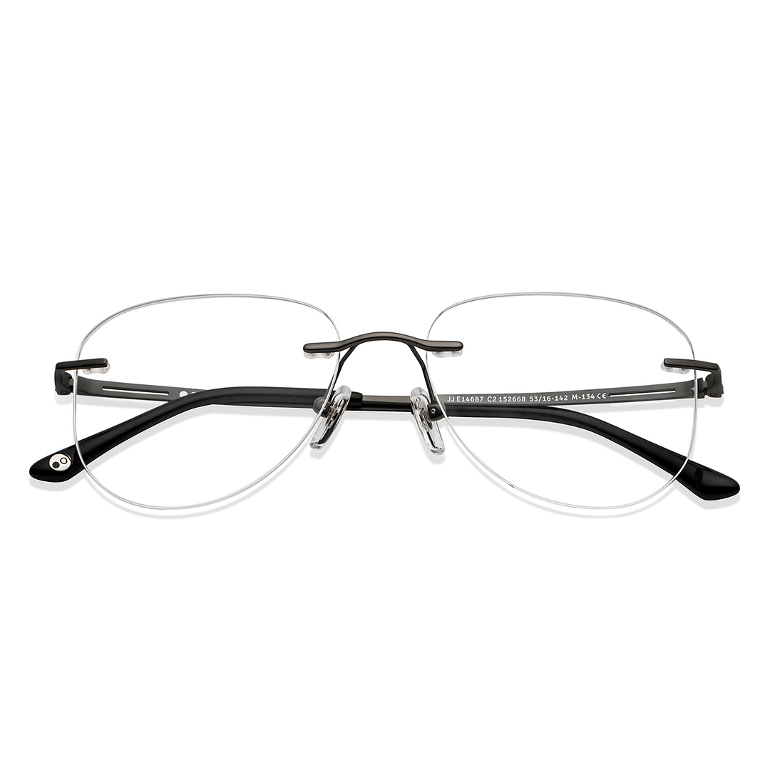 John Jacobs Online Gunmetal Rimless Aviator left side