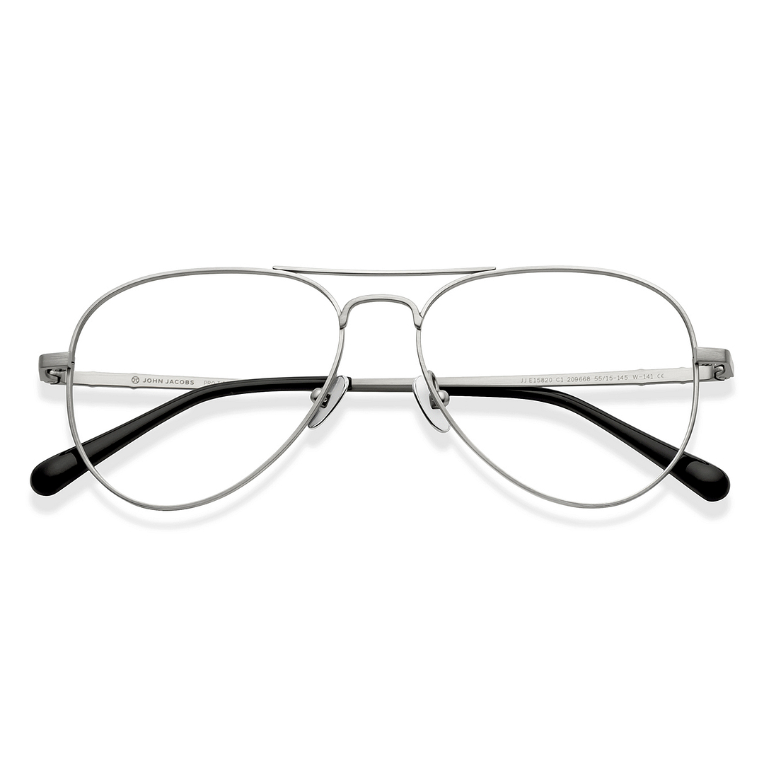 John Jacobs Online Gunmetal Full Rim Aviator left side