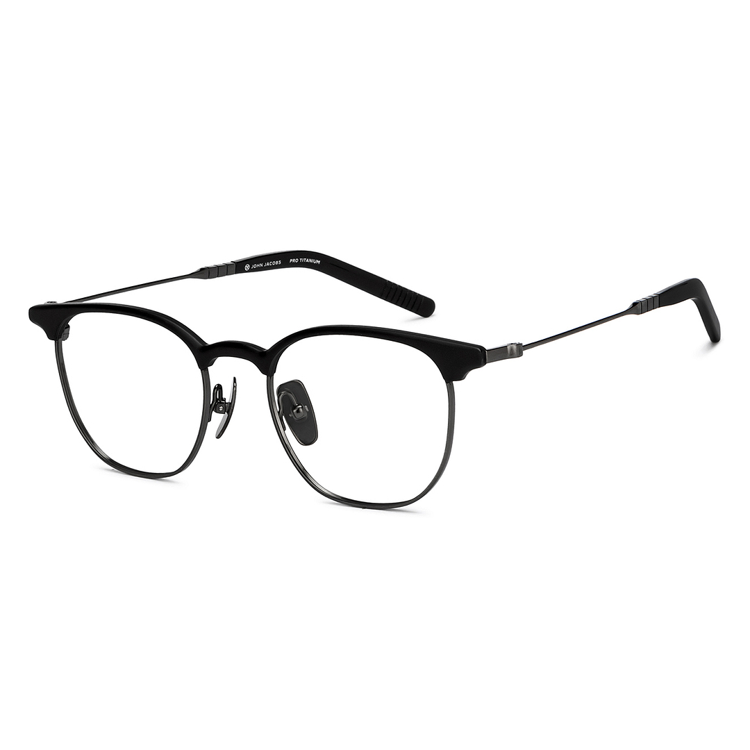 John Jacobs Online Dark Gunmetal Full Rim Clubmaster right side