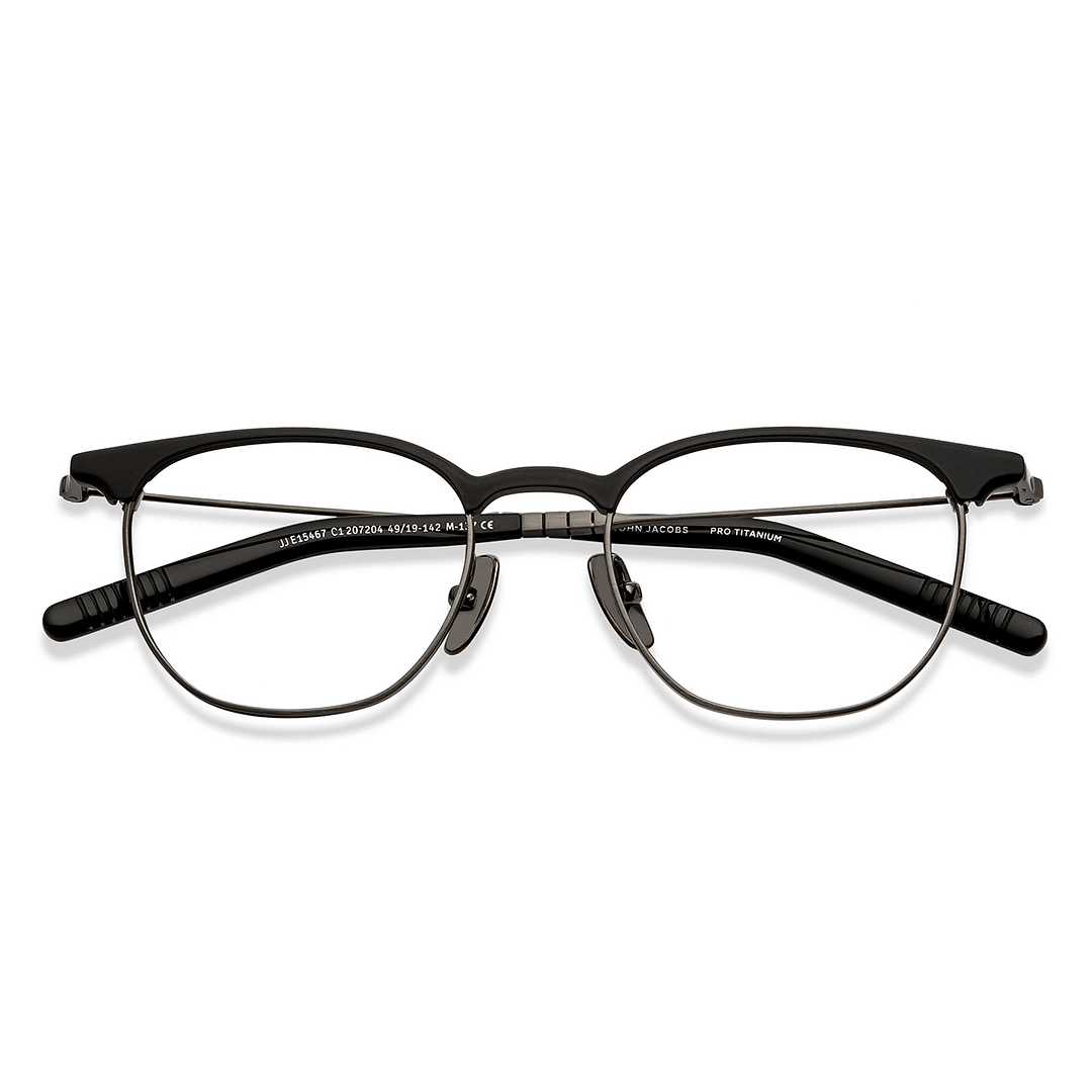 John Jacobs Online Dark Gunmetal Full Rim Clubmaster left side