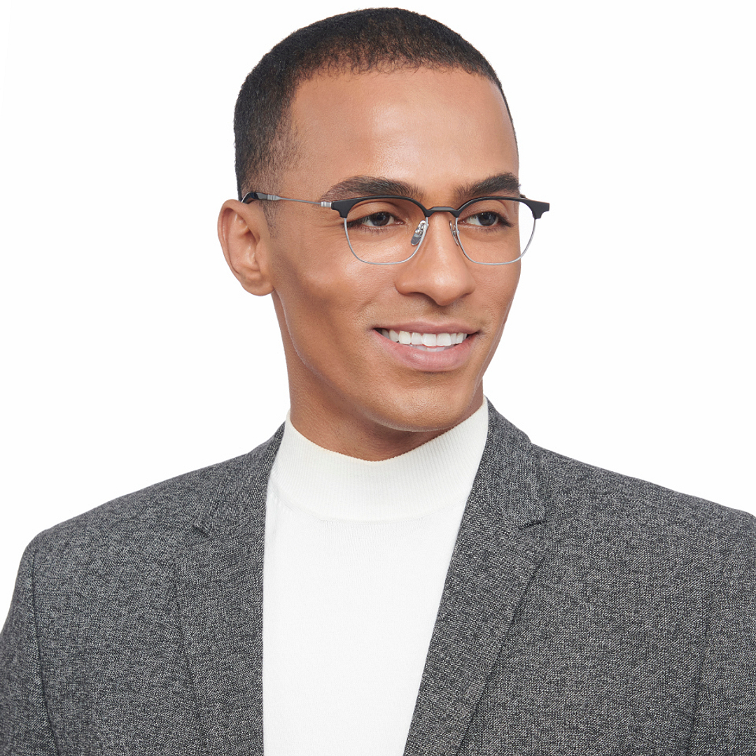 John Jacobs Online Dark Gunmetal Full Rim Clubmaster right side