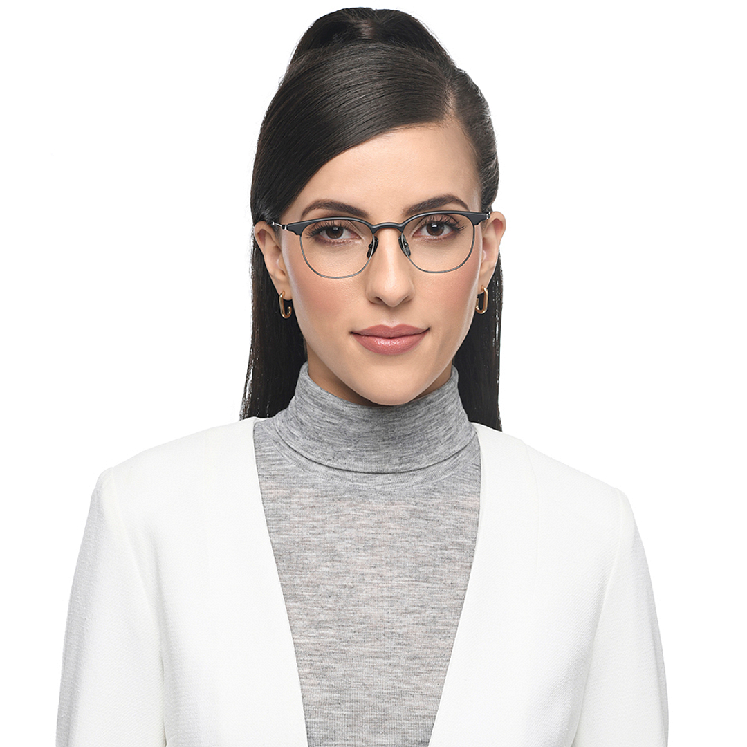 John Jacobs Online Dark Gunmetal Full Rim Clubmaster right side