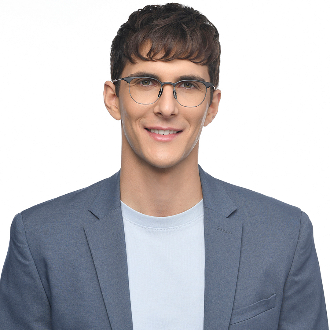 John Jacobs Online Dark Gunmetal Full Rim Clubmaster right side