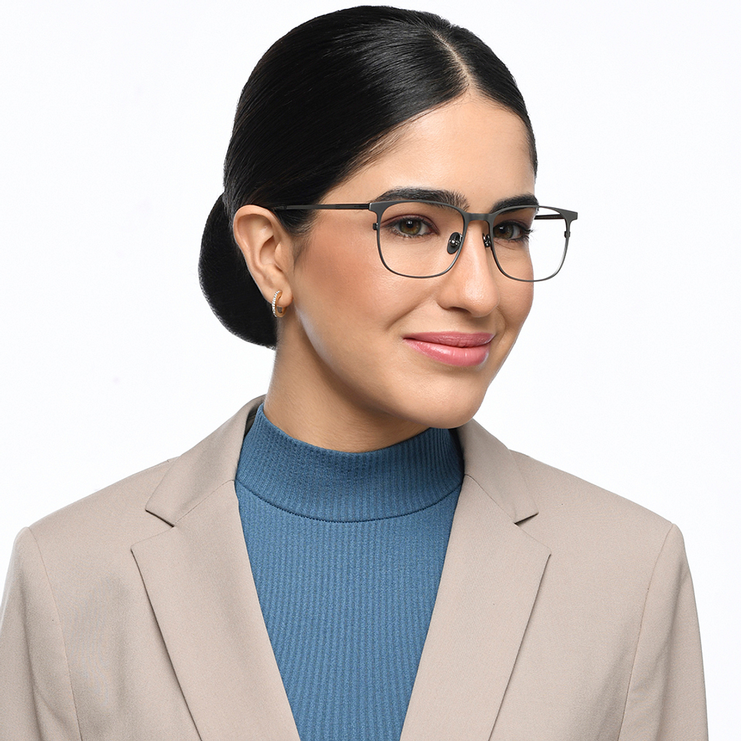 John Jacobs Online Gunmetal Full Rim Square left side