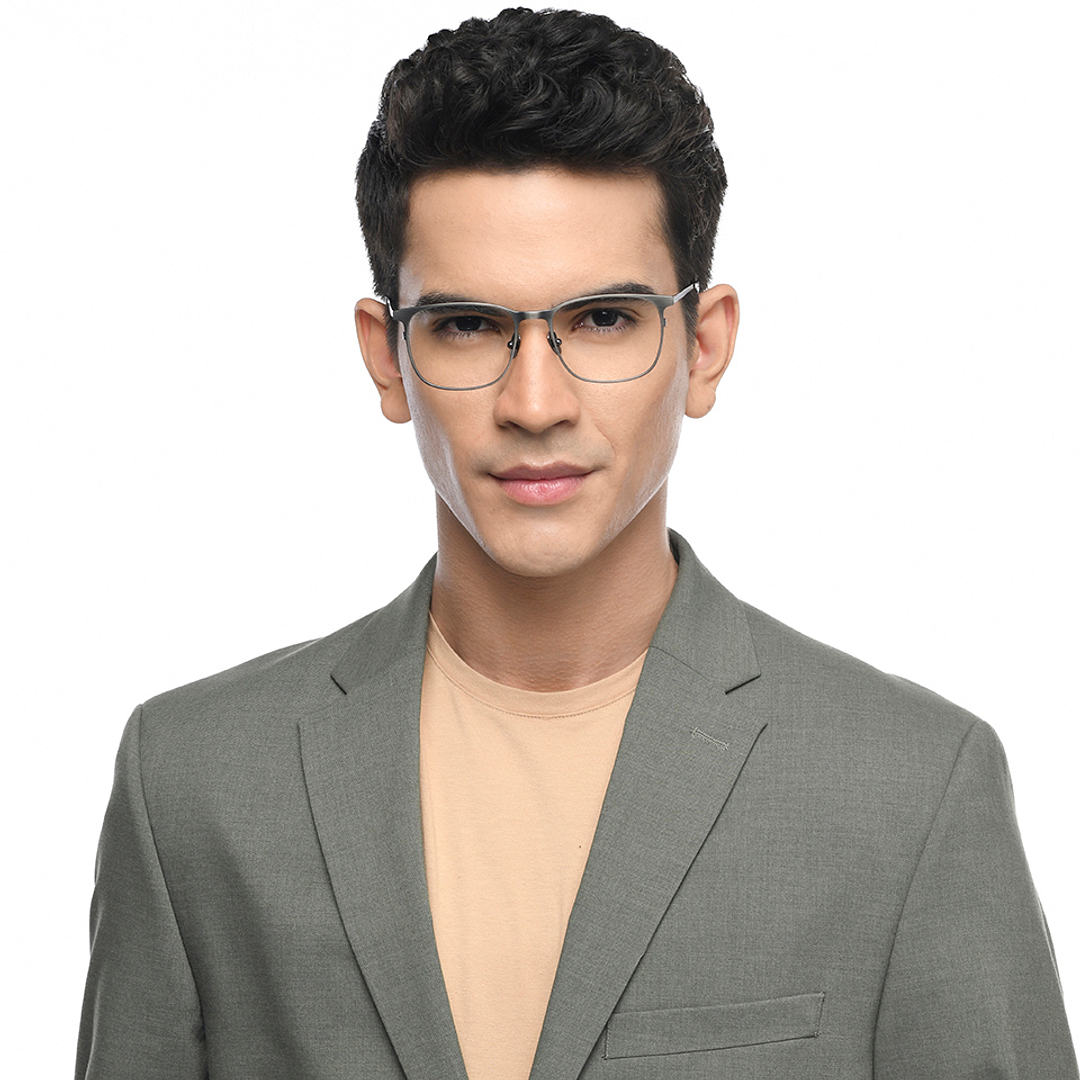 John Jacobs Online Gunmetal Full Rim Square left side