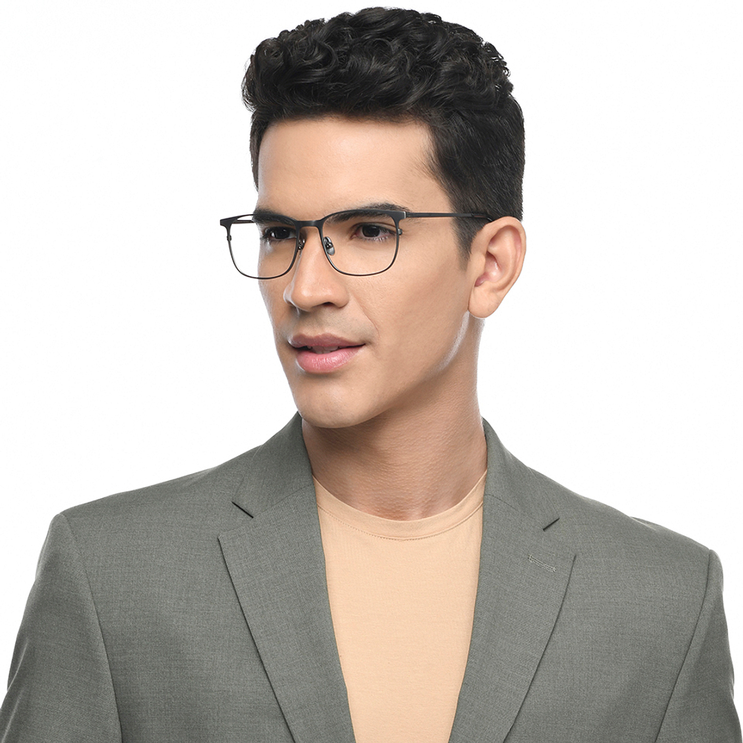 John Jacobs Online Gunmetal Full Rim Square right side