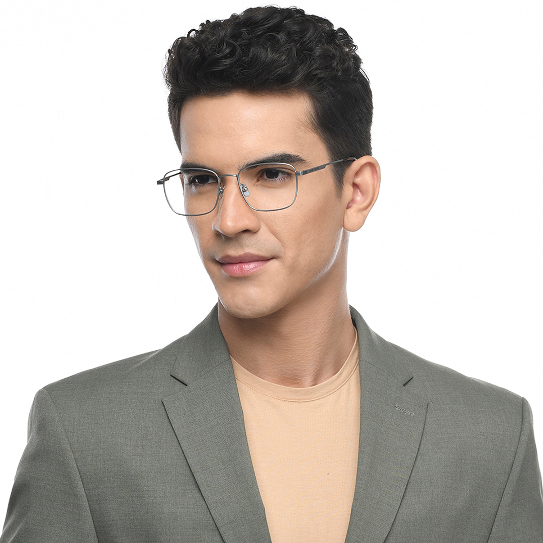 John Jacobs Online Gunmetal Full Rim Square left side