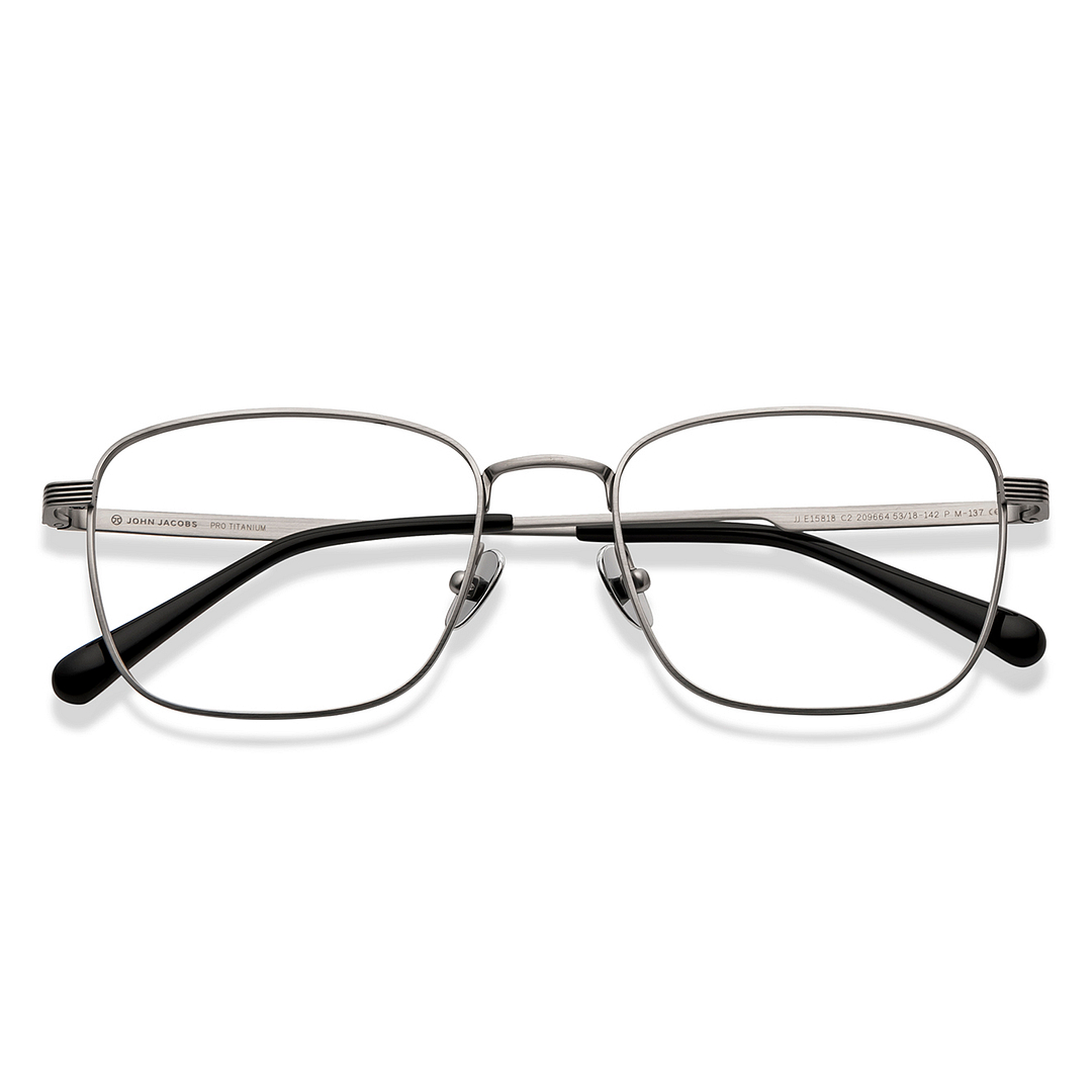John Jacobs Online Gunmetal Full Rim Square left side