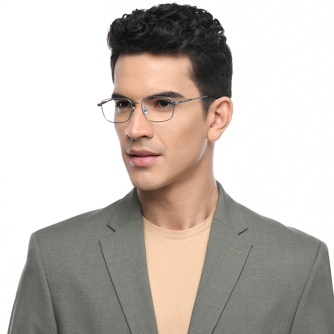 John Jacobs Gunmetal Full Rim Rectangle left side