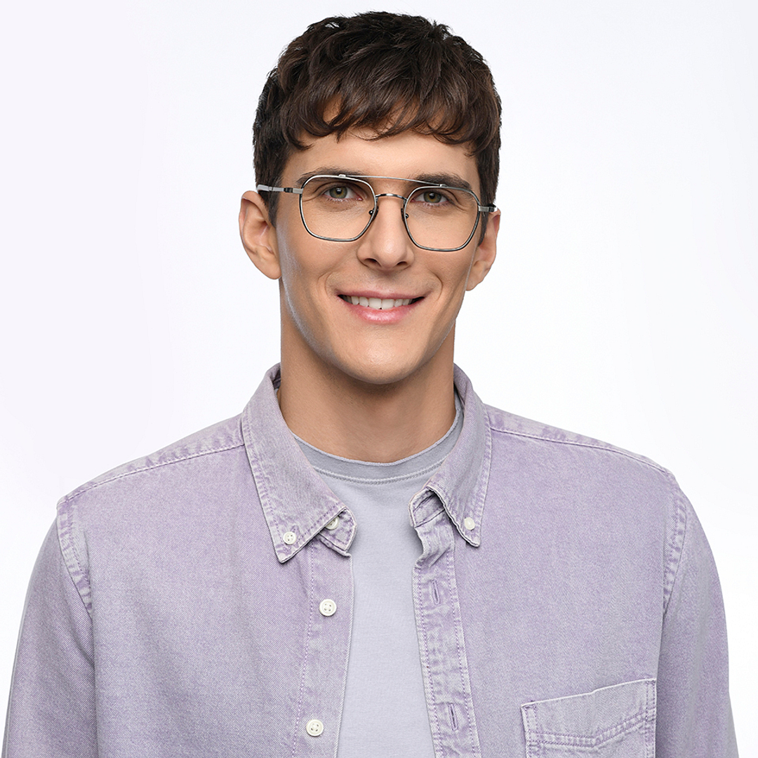 John Jacobs Online Gunmetal Full Rim Square left side