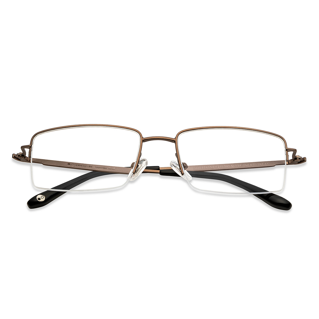 John Jacobs Online Gunmetal Half Rim Rectangle left side