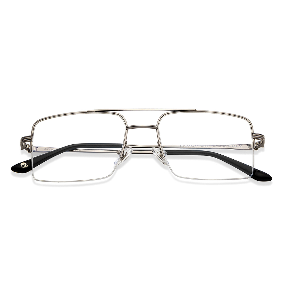 John Jacobs Online Gunmetal Half Rim Square left side