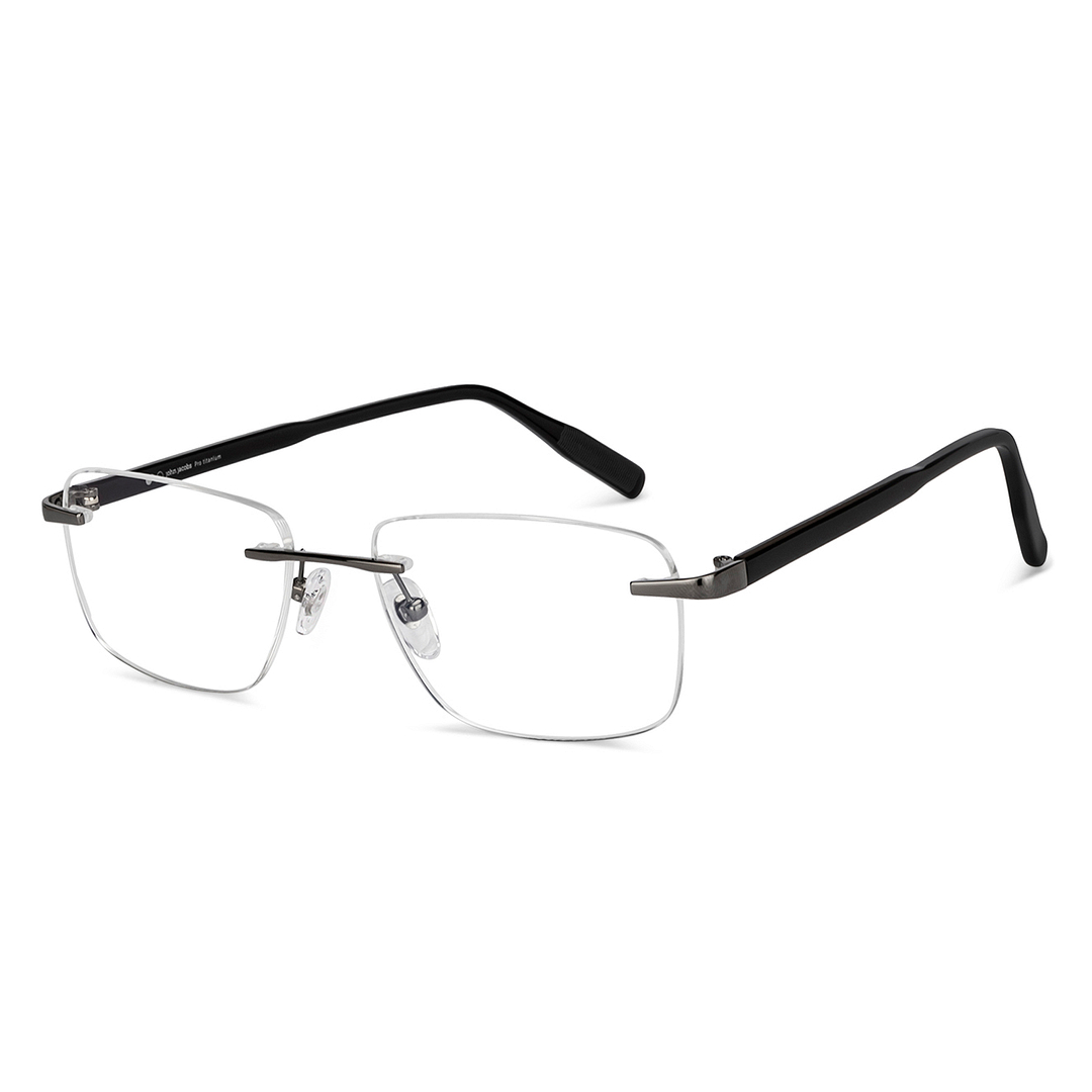 John Jacobs Online Gunmetal Rimless Rectangle right side