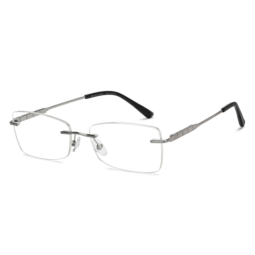 John Jacobs Online Gunmetal Rimless Rectangle right side