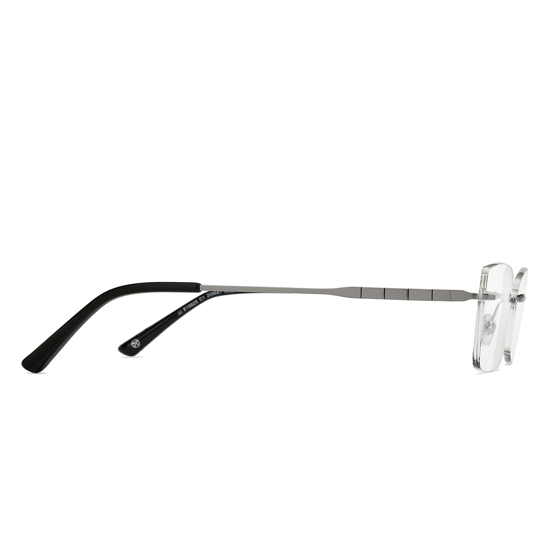 John Jacobs Online Gunmetal Rimless Rectangle left side