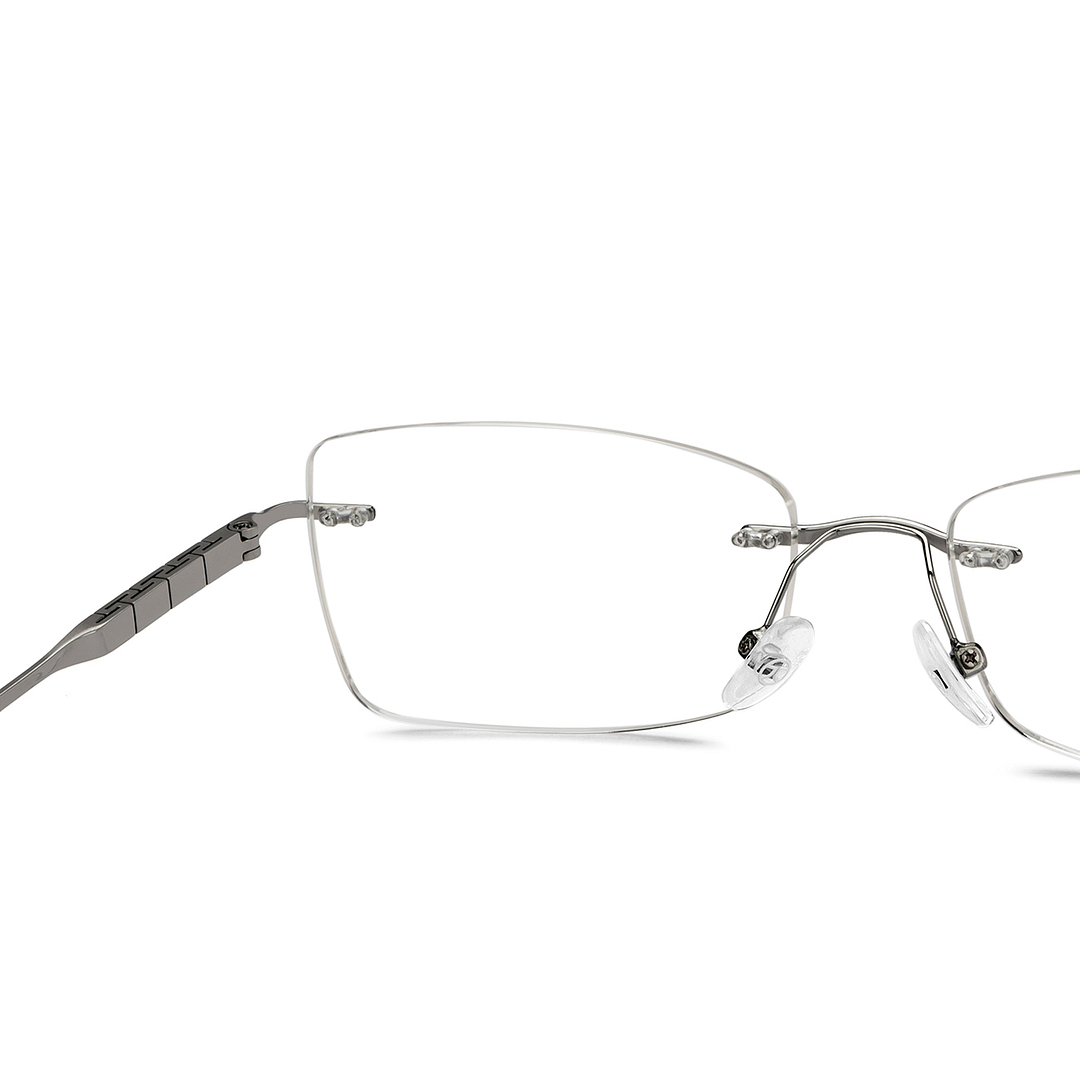 John Jacobs Online Gunmetal Rimless Rectangle right side