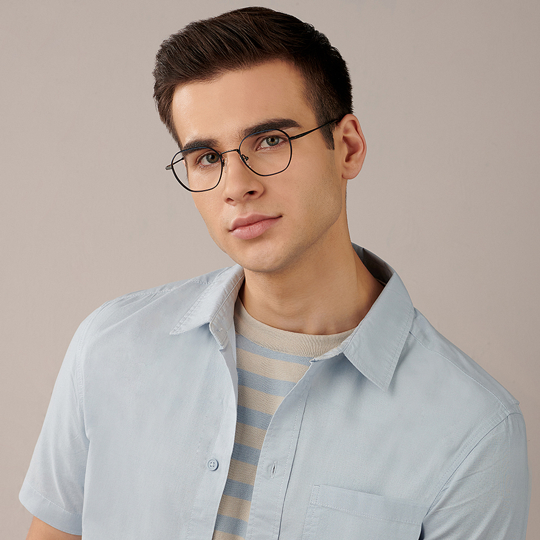 John Jacobs Mid Gunmetal Full Rim Hexagonal right side