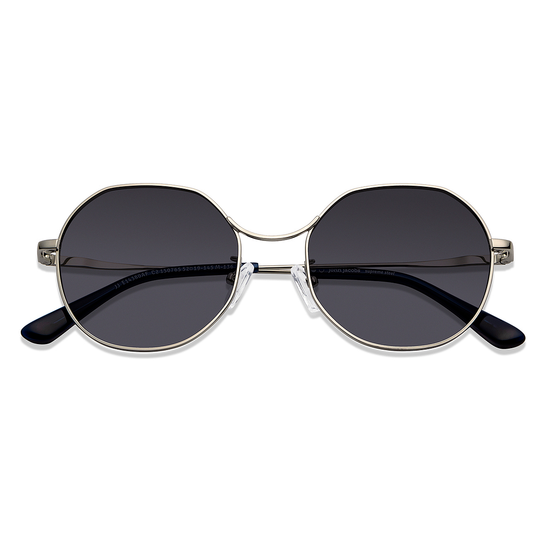 John Jacobs Online Gunmetal Full Rim Geometric left side