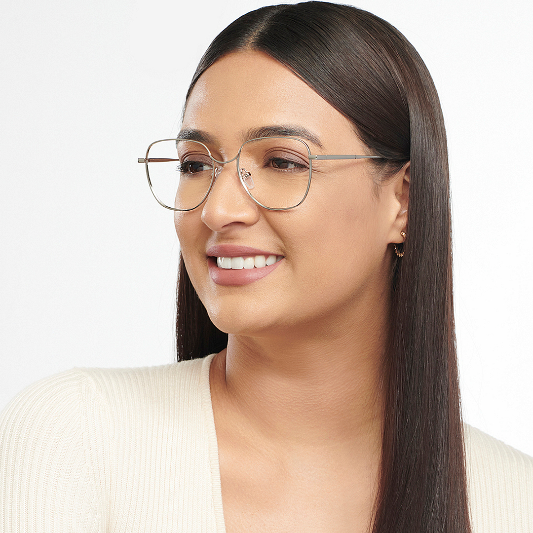 John Jacobs Online Gunmetal Full Rim Geometric left side