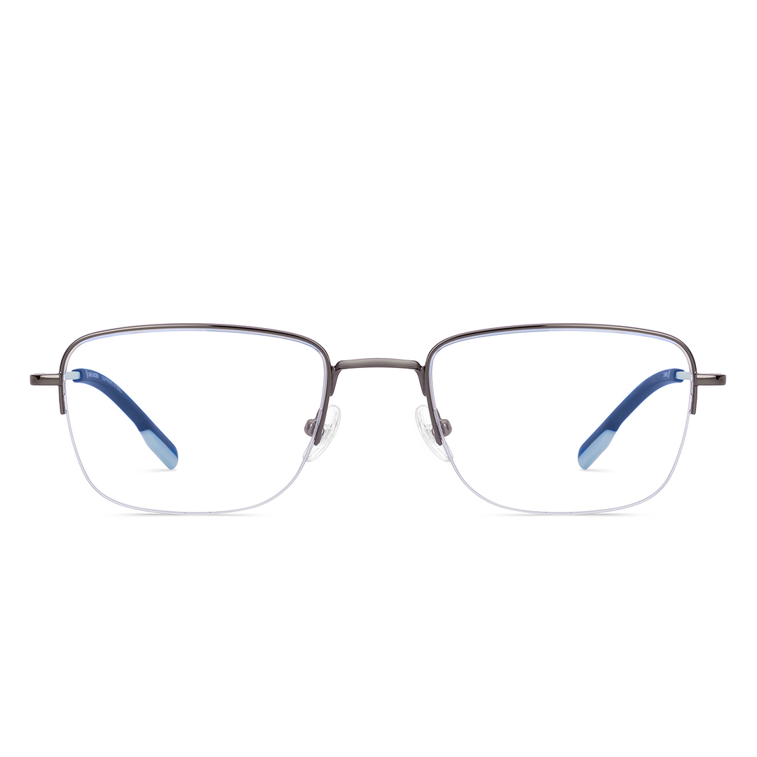 Buy Gunmetal Blue Half Rim Rectangle John Jacobs Supreme Steel JJ