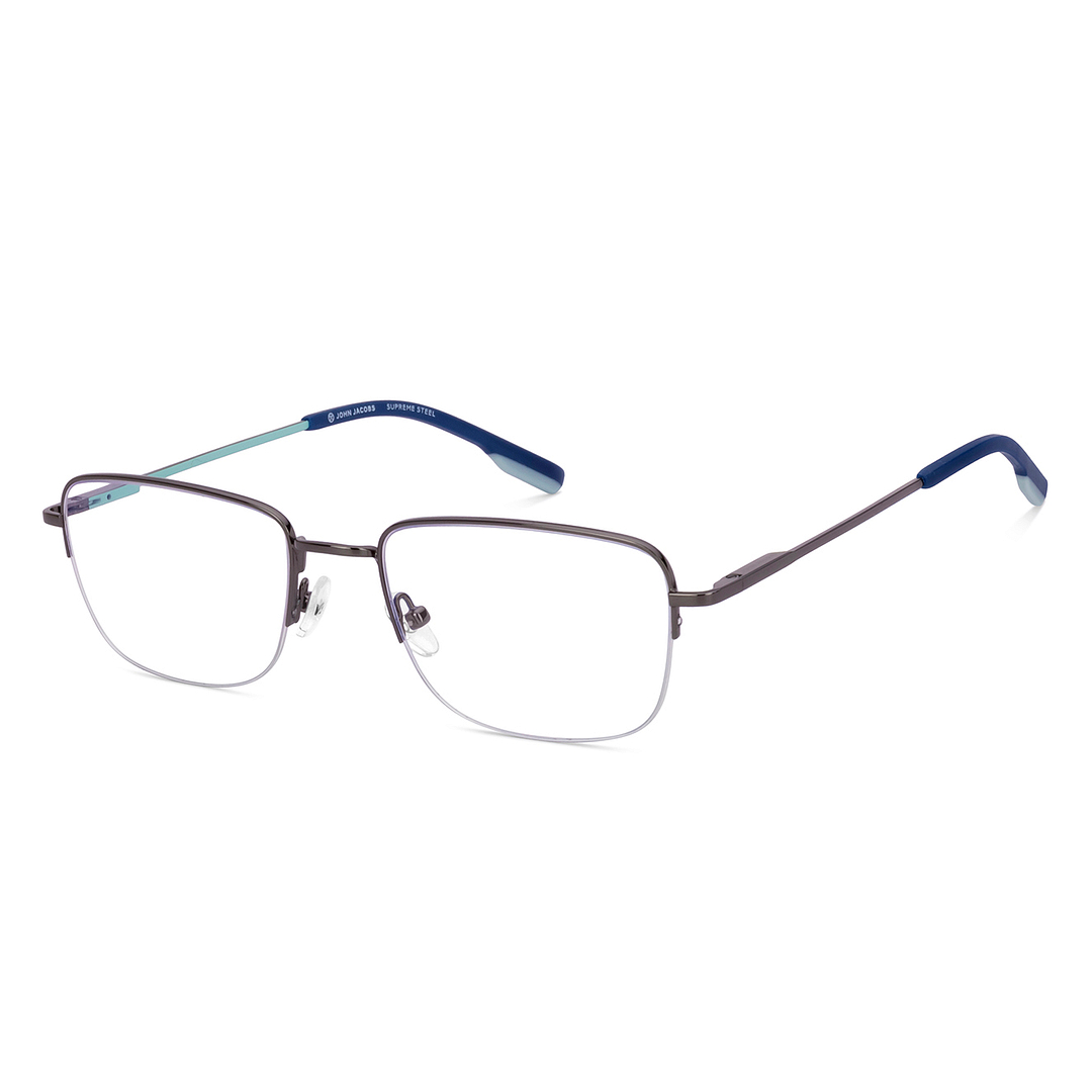 Buy Gunmetal Blue Half Rim Rectangle John Jacobs Supreme Steel JJ