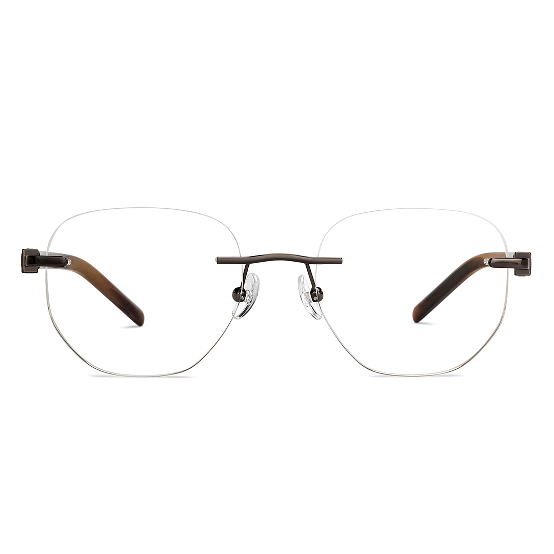 John Jacobs Online Gunmetal Rimless Hexagonal right side