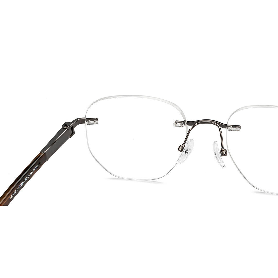 John Jacobs Online Gunmetal Rimless Hexagonal right side