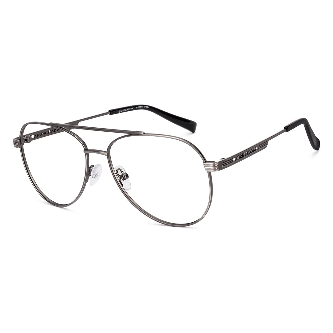 John Jacobs Online Gunmetal Full Rim Aviator left side