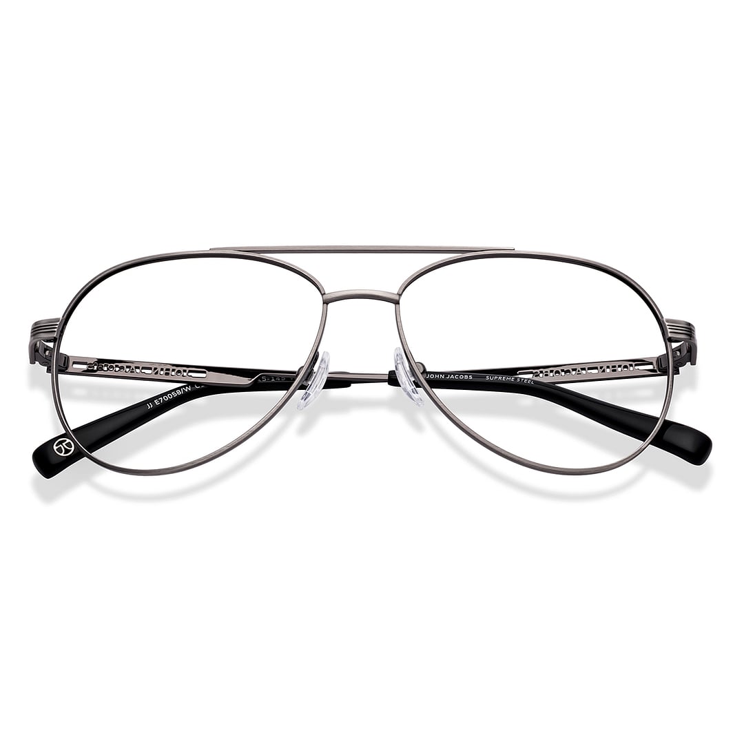 John Jacobs Online Gunmetal Full Rim Aviator left side