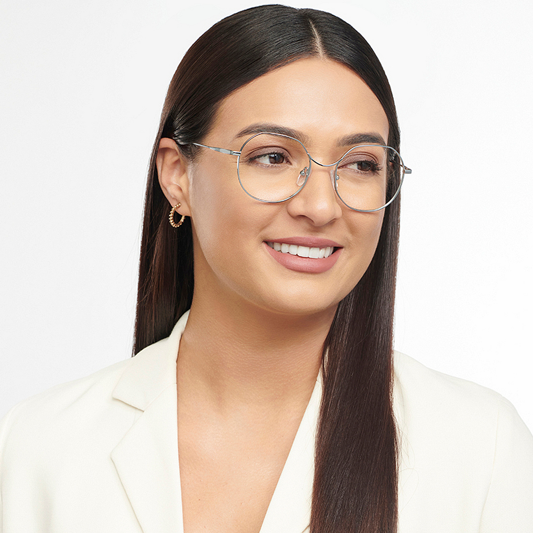 John Jacobs Online Gunmetal Full Rim Geometric left side